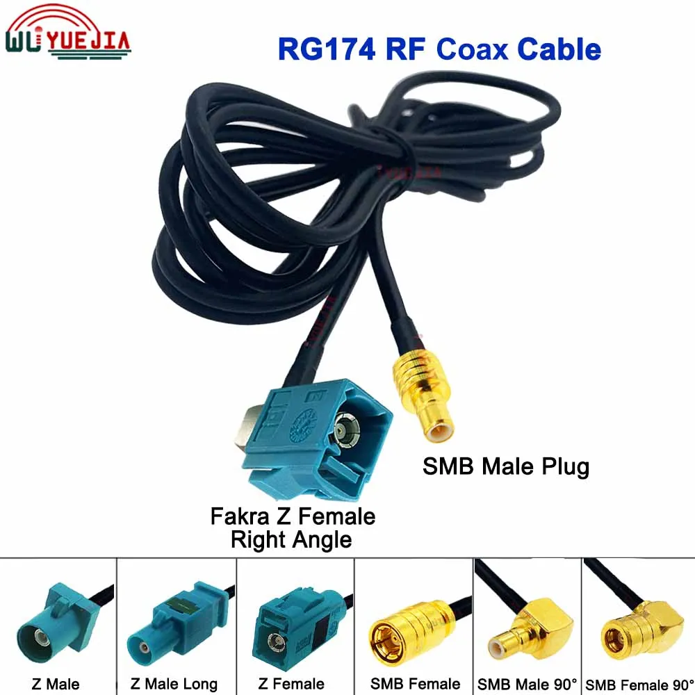 

RG-174 Fakra Z Type Male or Female to SMB Male Plug Female Jack Connector RF Coaxial Cable For GPS Antenna Systems 10CM~8Meters
