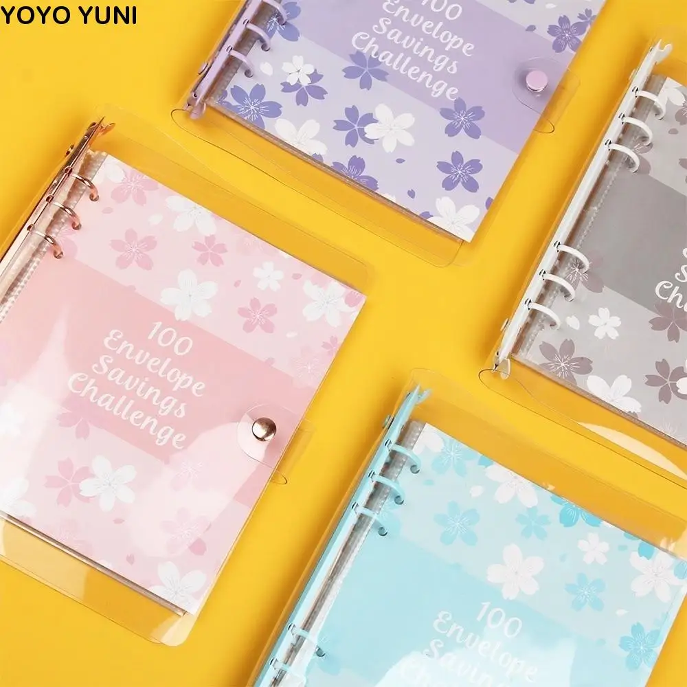 Financial Management 100 Envelope Savings Challenge 100 Envelope Loose-Leaf Binder A5 Budget Binders Set Cherry Blossom