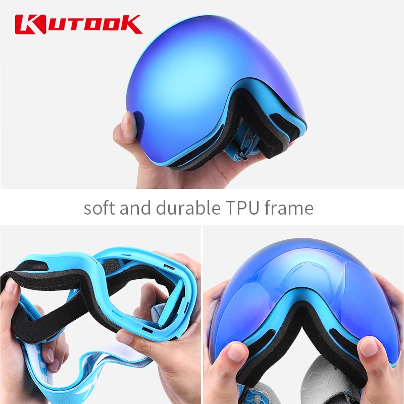 KUTOOK Ski Glasses Goggles Double Layers UV Protection Winter Snowboard Glasses fo Men Interchangeable Lens Snowmobile Eyeswear