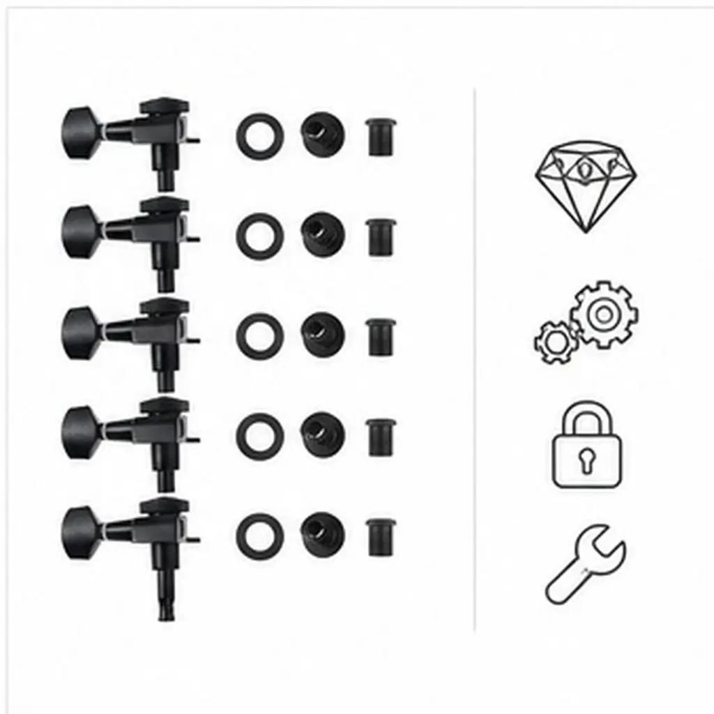 6Pcs Professional Guitar String Buttons Heavy-Duty Alloy Turners with String Lock Function for Acoustic Electric Guitar