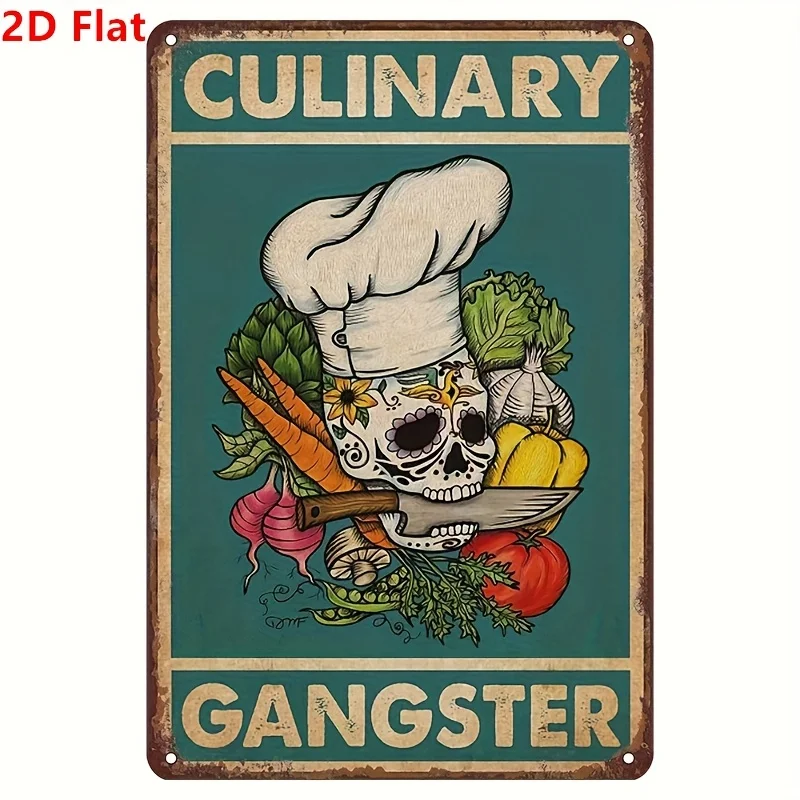 Gifts for Chefs, Gifts for Cooking Enthusiasts, Chef Cooking Gangster Retro Logo, Kitchen Fun Retro Logo, Interesting Wall Art
