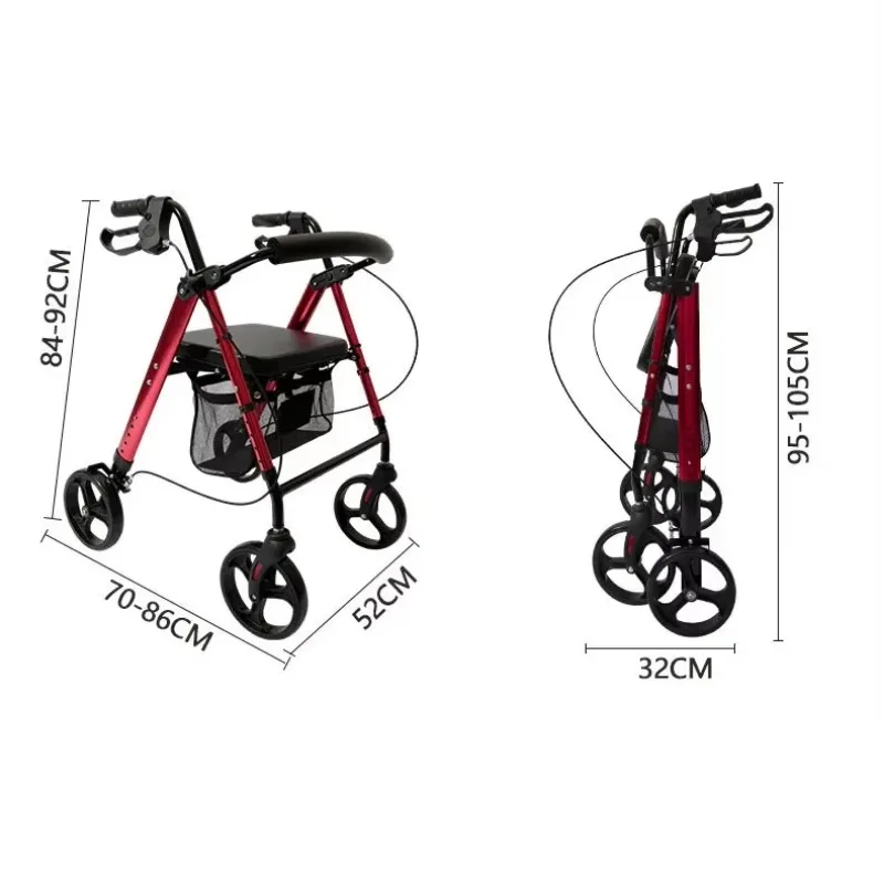 2025 Adult Rollator Walker for Adults Mobility Lightweight Walking Aids for Seniors Rehabilitation Device Frame for Disabled