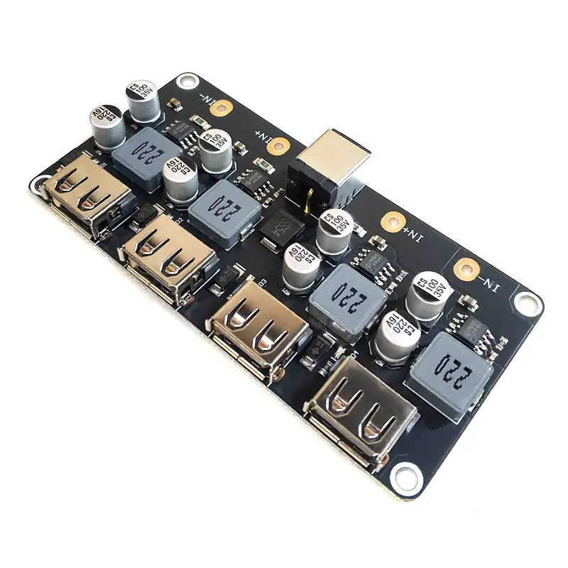 4-way fast charging module 12V24V to QC3.0 fast charging, single USB mobile phone charging pad supports Apple and Huawei FCP.