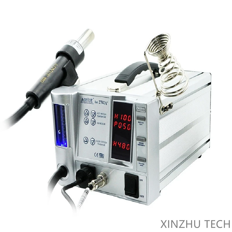 AOYUE Int 2702A+ Adjustable Temperture Lead Solder Iron Station SMD BGA Rework Soldering Station Solder Tools With Hot Air Gun