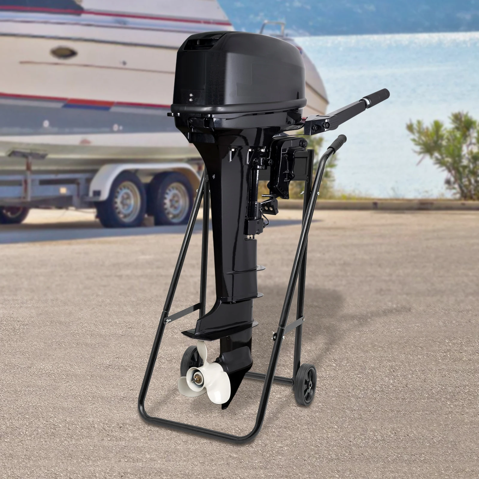 Electroplated Foldable Heavy Duty Outboard Autoboard Motor Boat Carrier Engine Trolley Stand Transport Wheels