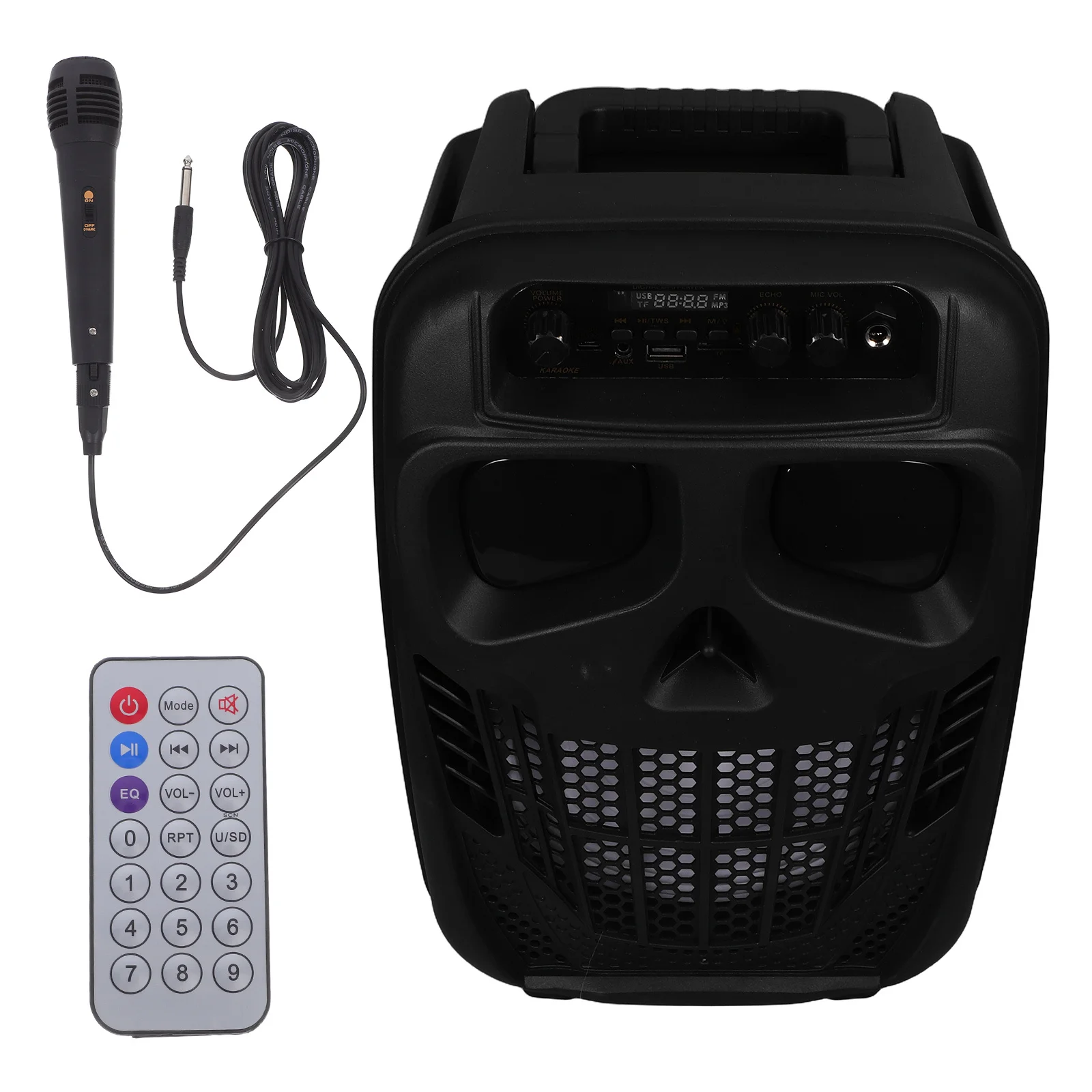 مكبر صوت كاريوكي محمول مقاس 8 بوصة، أضواء LED، ميكروفون صوت كبير، حفلات خارجية، تجمعات عائلية، موسيقى