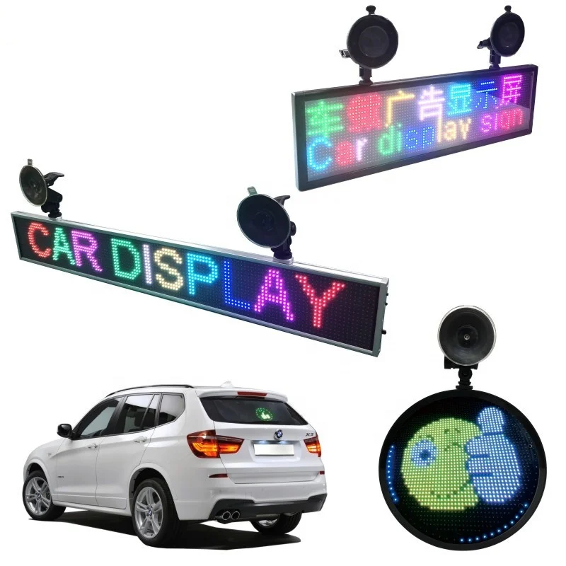 Single Line Full Color Text Vehicle 12V Scrolling Message LED Billboard Advertising LED Display for Car with Window Suction Cups