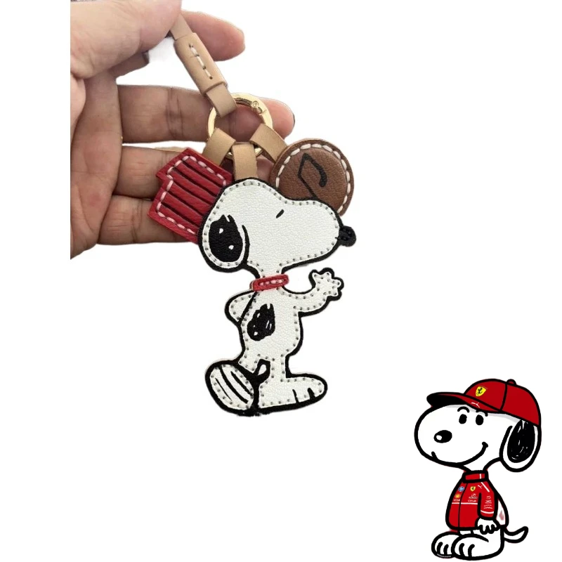 سنوبي الكرتون لطيف دمية الجلود اليدوية المفاتيح الإبداعية Kawaii الفتيان والفتيات حقيبة ظهر للطلاب قلادة تزيين هدية