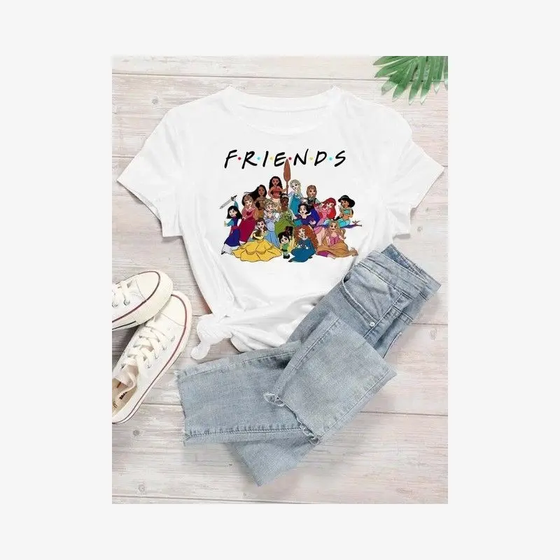 لطيف القط سنو وايت الأزياء الأوروبية والأمريكية فضفاضة مريحة عارضة القطن الرجال والنساء عشاق تي شيرت قصيرة الأكمام #5