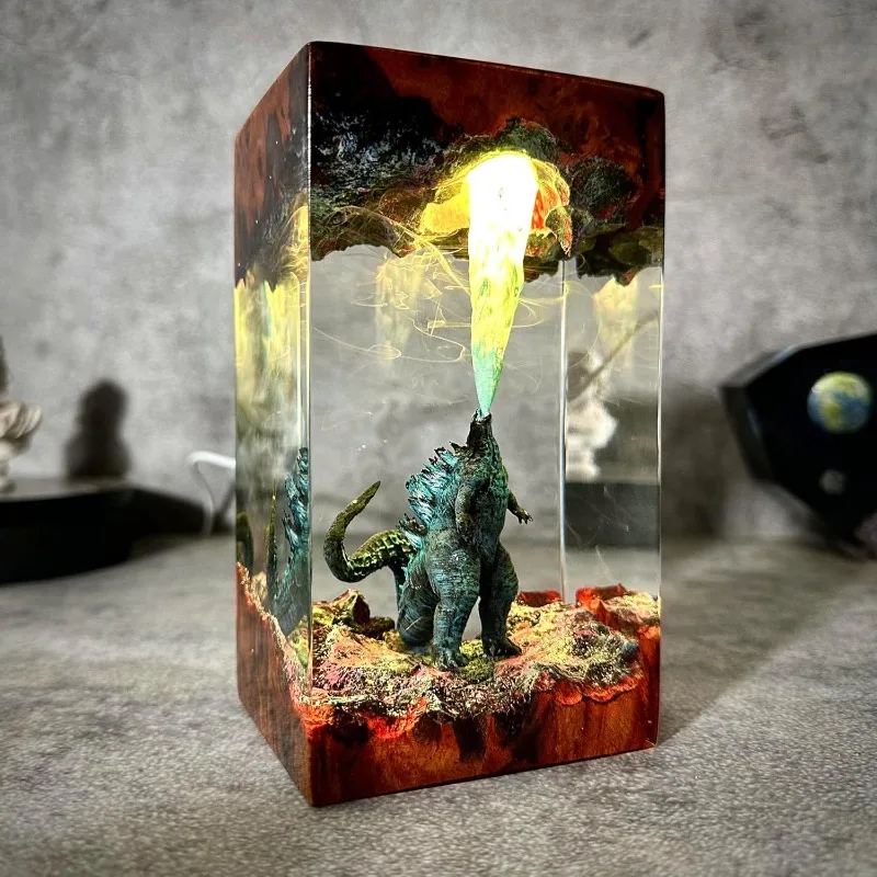 

Godzilla peripheral night light model ornaments Godzilla atomic breath miniature model resin epoxy lamp bedroom atmosphere light