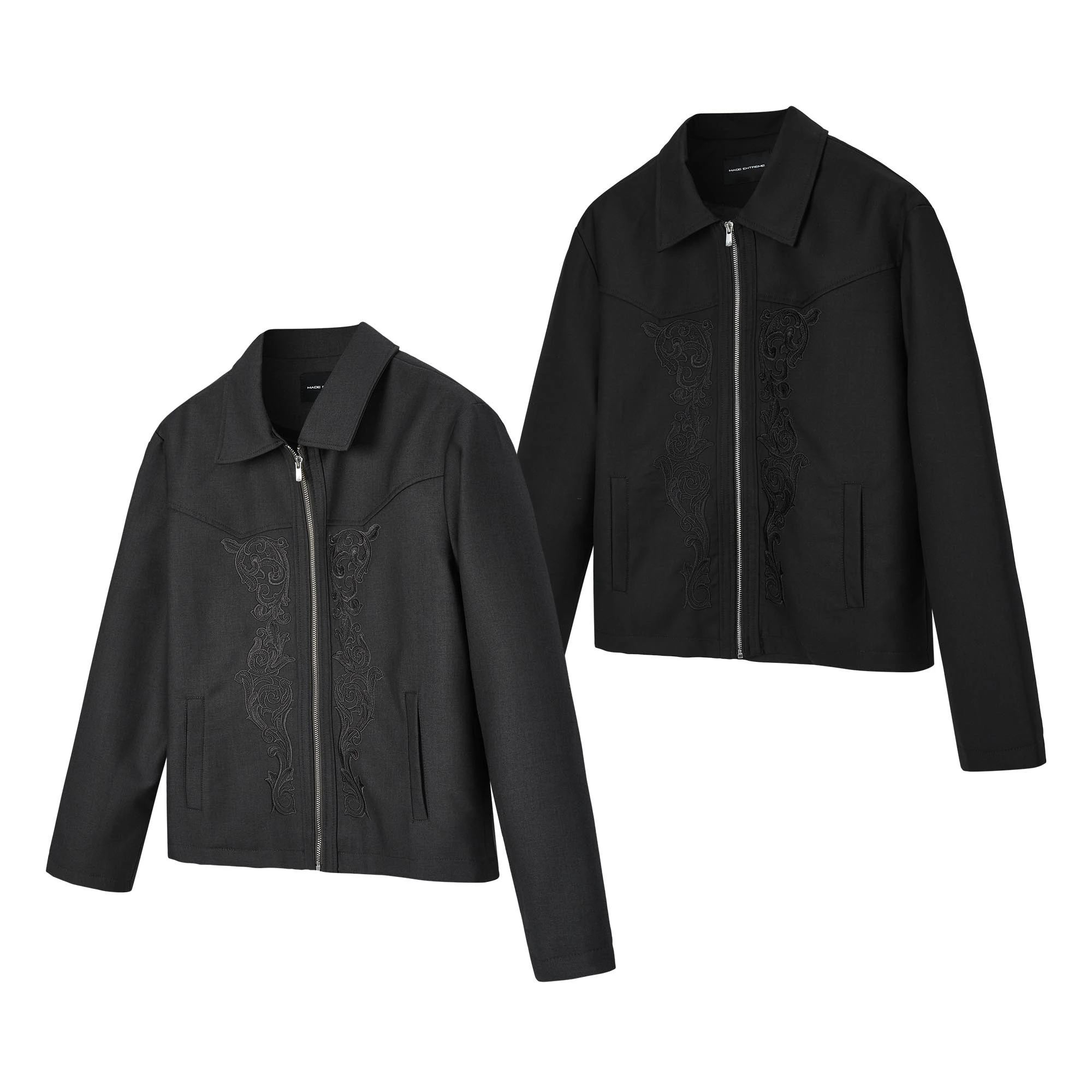 

American Sle Western Embroidered Jaet Men's High Densi Stitching Carved Flower Sle Casual Faion oulder High Fit