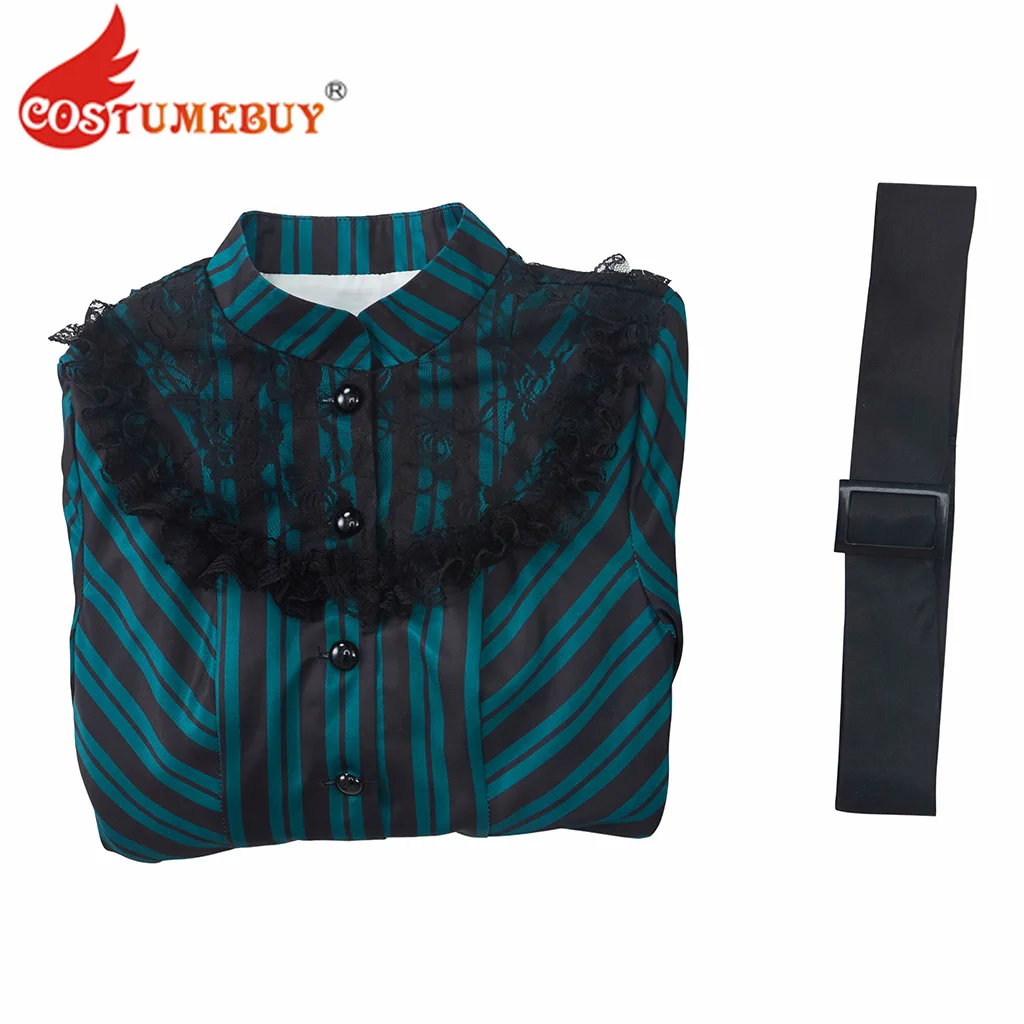 

Haunted Mansion Cosplay Costume Women Medieval Striped Dress Halloween Carnival Dress with Belt Outfit Ghosts Costume