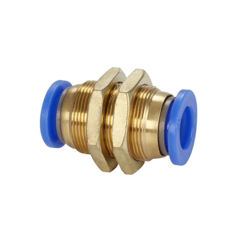 Pneumatic Fitting Air Connector Tube Quick Fittings Pipe Push In Hose PM Bulkhead Clapboard Straight-through 4 6 8 10mm Copper