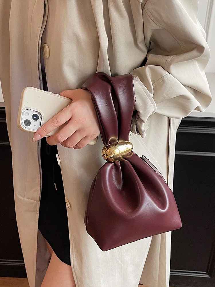شخصية لينة حقيبة صغيرة جلدية الفاخرة مصمم المرأة مطوي دلو صغير الحقيبة مزاجه الجانب سستة حقائب السهرة الطرف #4