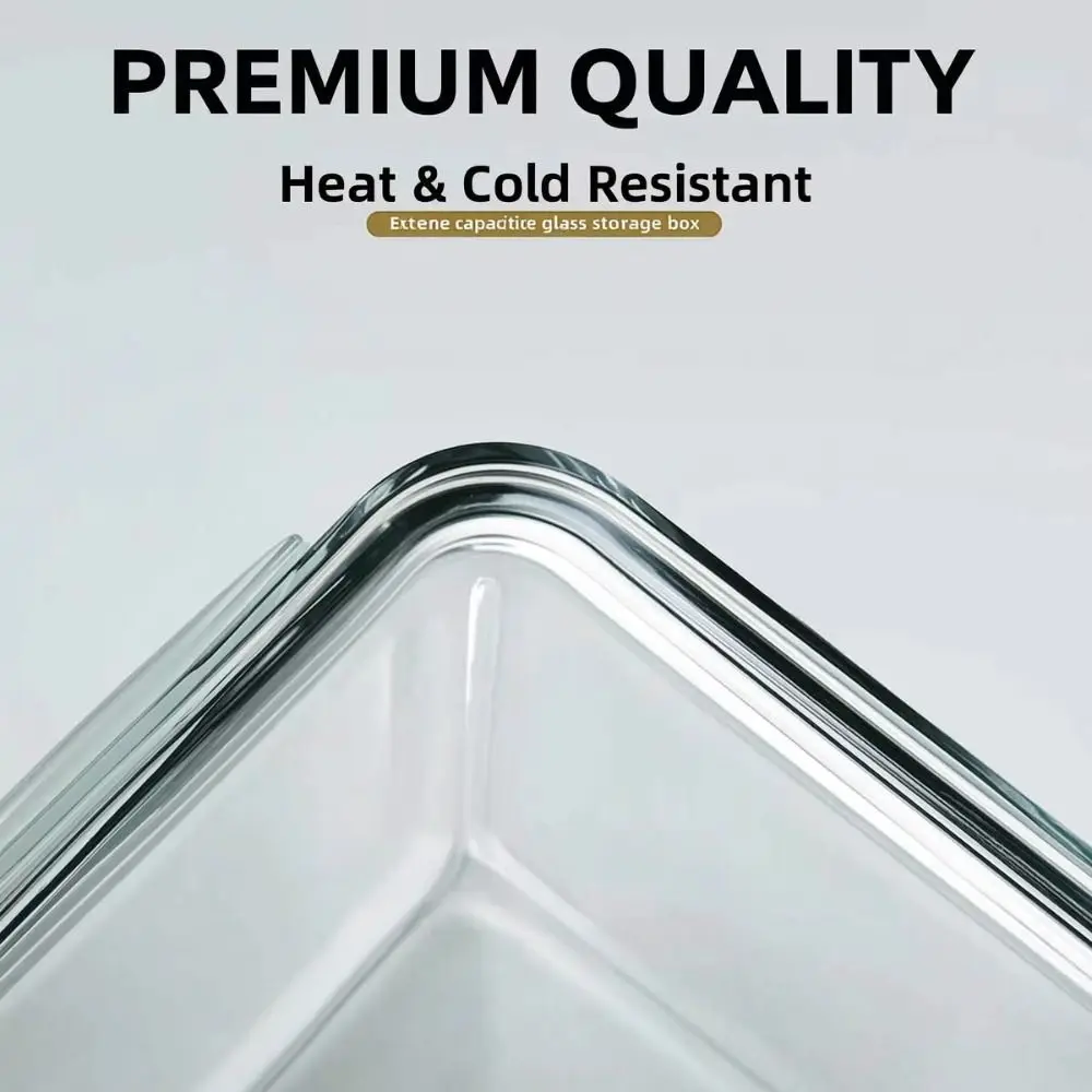 High Borosilicate Large Capacity Glass Crisper Box Stackable Durable Large Glass Box Leak-Proof Microwave Safe Lunch Box view 5