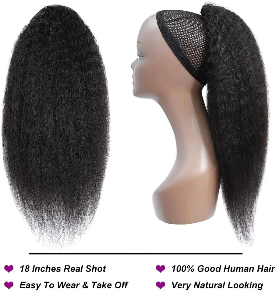 Ponytail Extensions Drawstring Ponytail Kinky Straight Brazilian Remy Human Hair Natural Soft Clip In Hair Ponytail Extensions