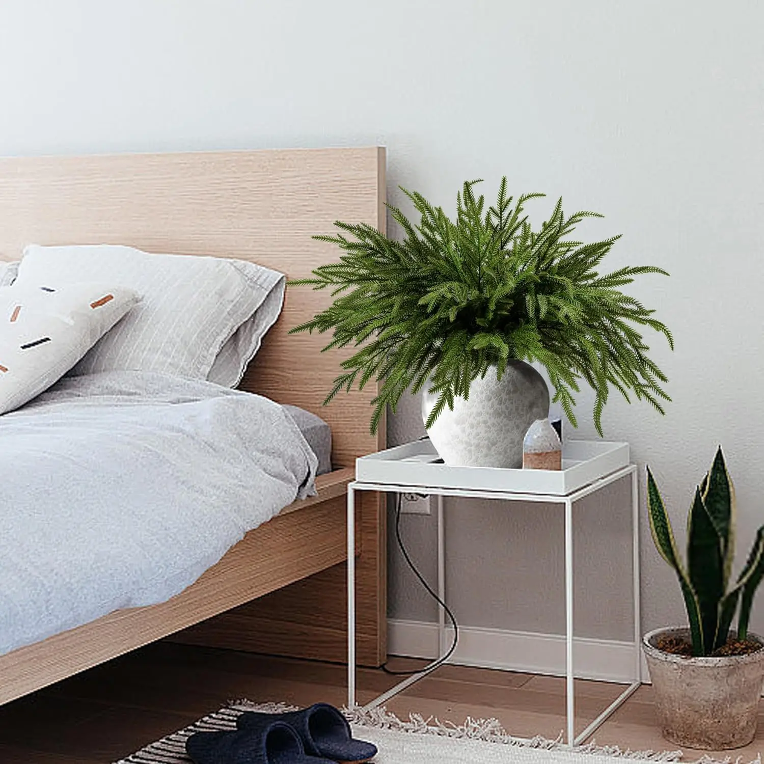 Natal norfolk ramos de pinho artificial natal plantas verdes falso cedro pinho haste para vaso diy guirlanda decoração para casa