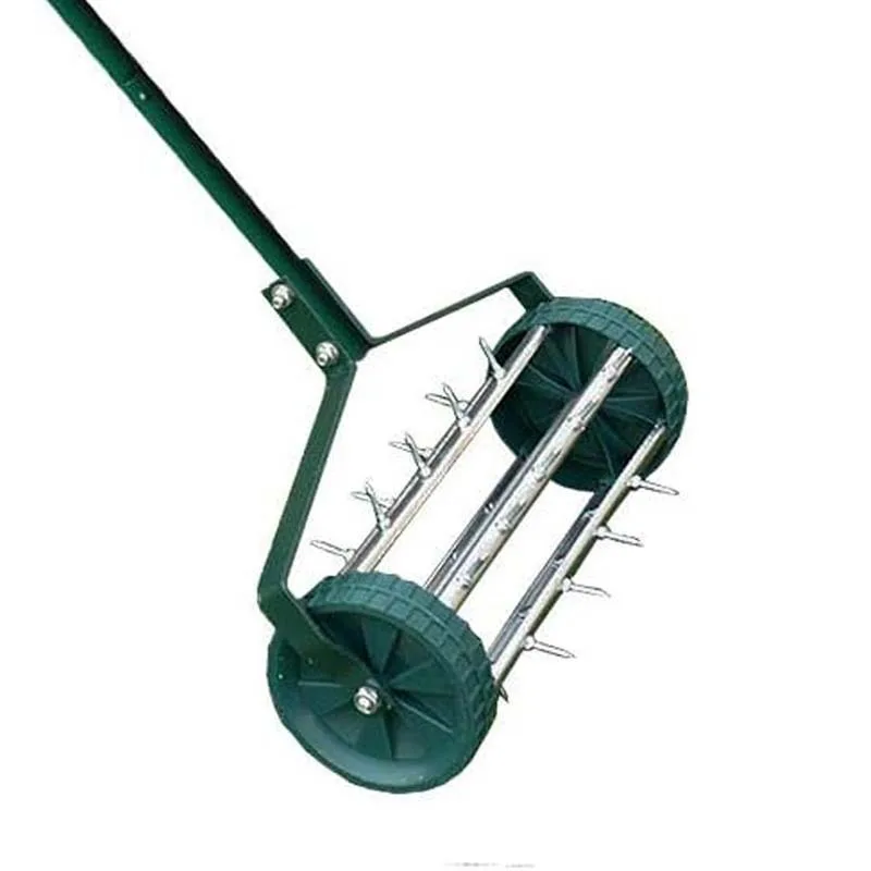 Lawn Aerator Rolling Steel Spike Aerator Tool for Garden Grass Soil Aeration Manual Push Lawn Roller
