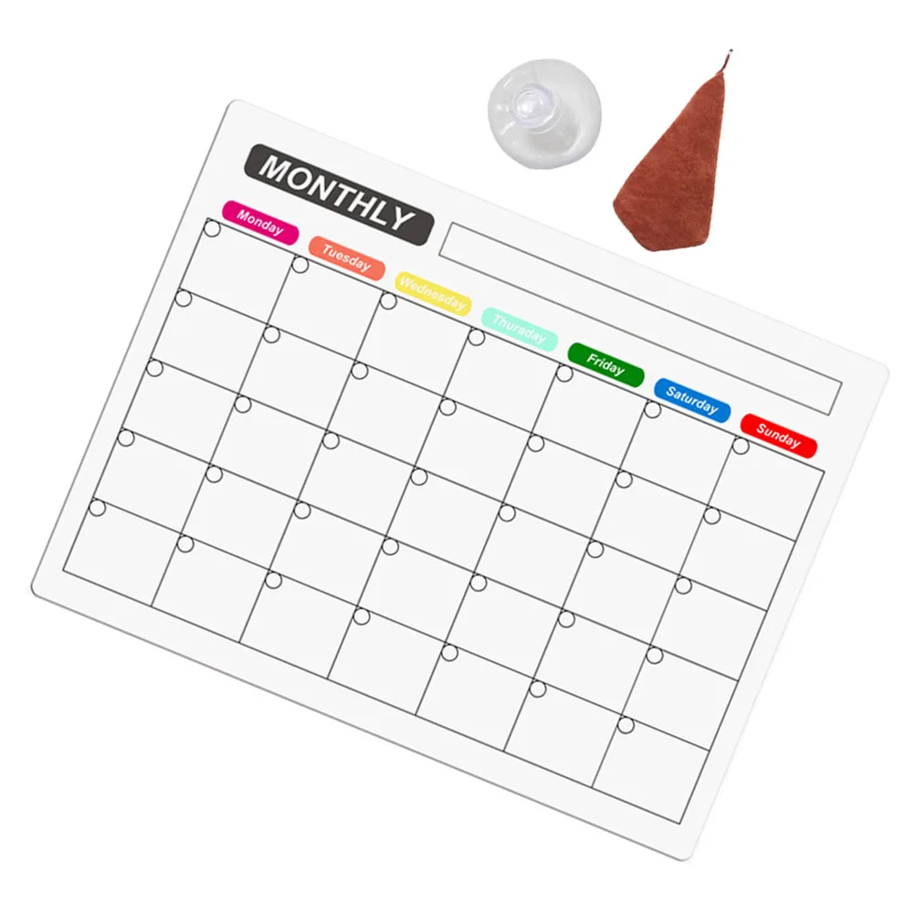

Magnetic Fridge Board Dry Erase Clear Reusable Weekly Planner Message Schedule Organizer Wall Mountable Plastic