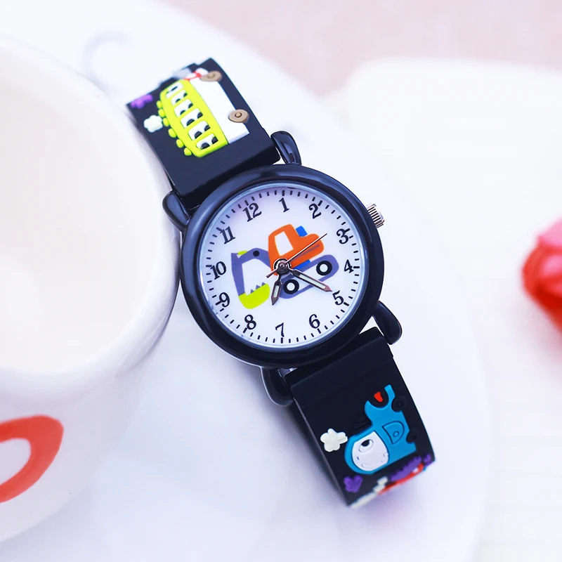 new children's boys girls fashion cool Excavator car cartoon quartz wrist watches little kids students birthday holiday gifts