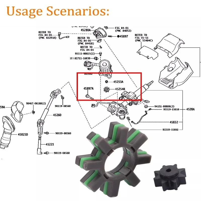 45254-28040 452 542 804 0 2X トヨタ カムリ カローラ レクサス レビン アルファード コラム ステアリング モーター リング ギア エラスティック カップリング ギア