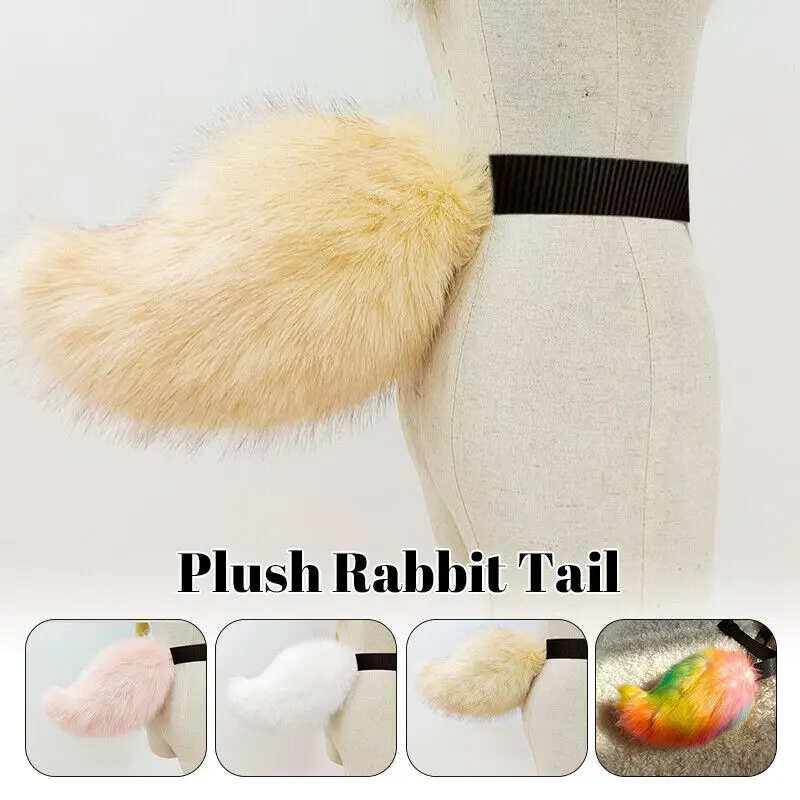 1pc Furry Rabbit Tail Realistic Plush Animal Tail Bunny Tail Cosplay Props Party Kawaii Artificial Fur Tail Costume Accessores