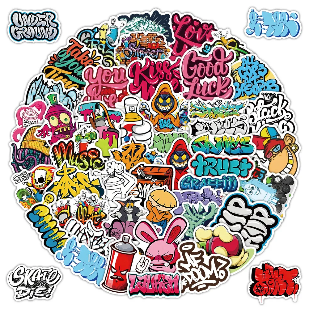 50Pcs Cool Graffiti Street Art Stickers for Laptop Skateboard & Water Bottle Decor LanLanStickersWorld Store