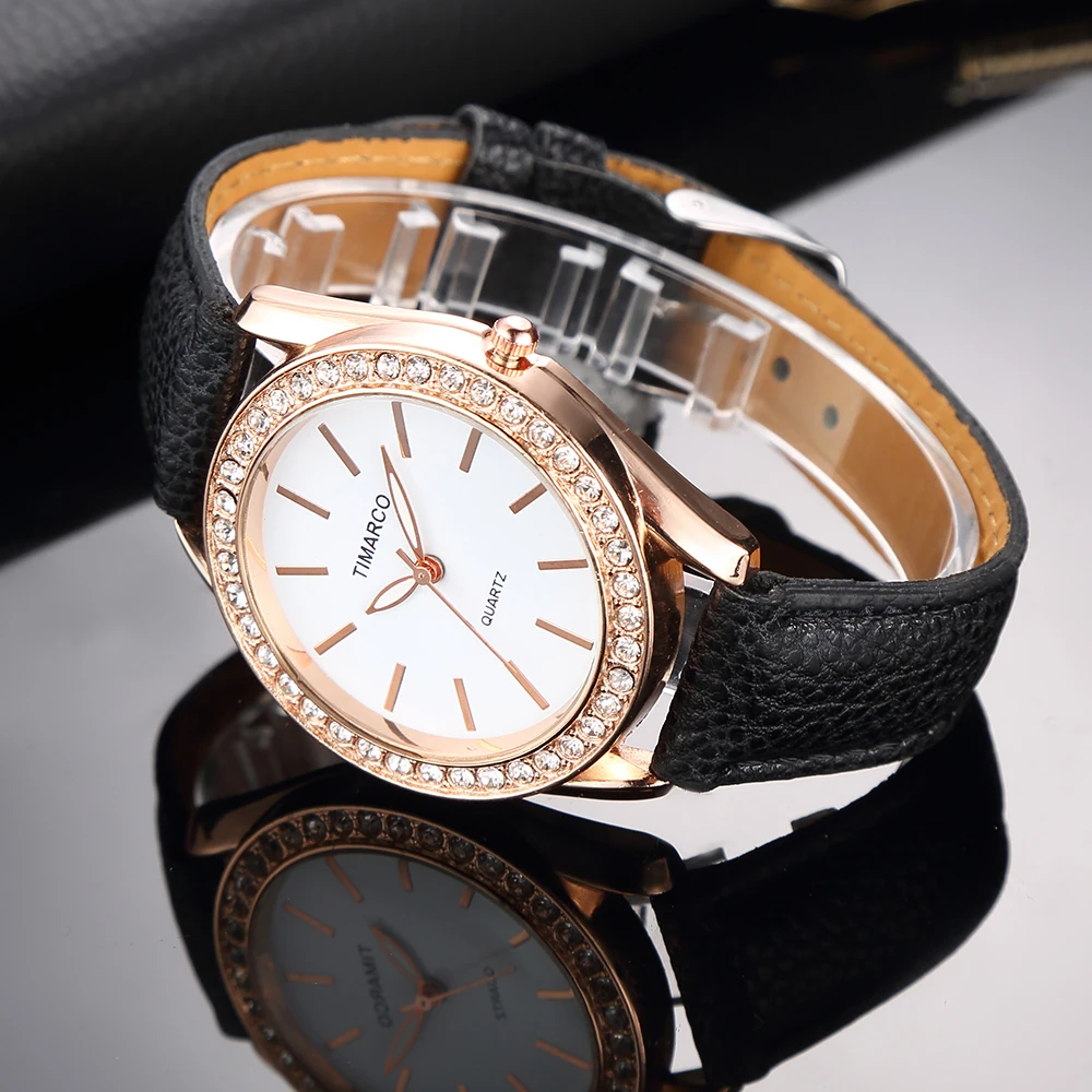 Luxury Brand Ladies Watch Fashion Diamond Metal Case Woman Quartz Wristwatches Casual Leather Belt Women Watches Reloj Mujer