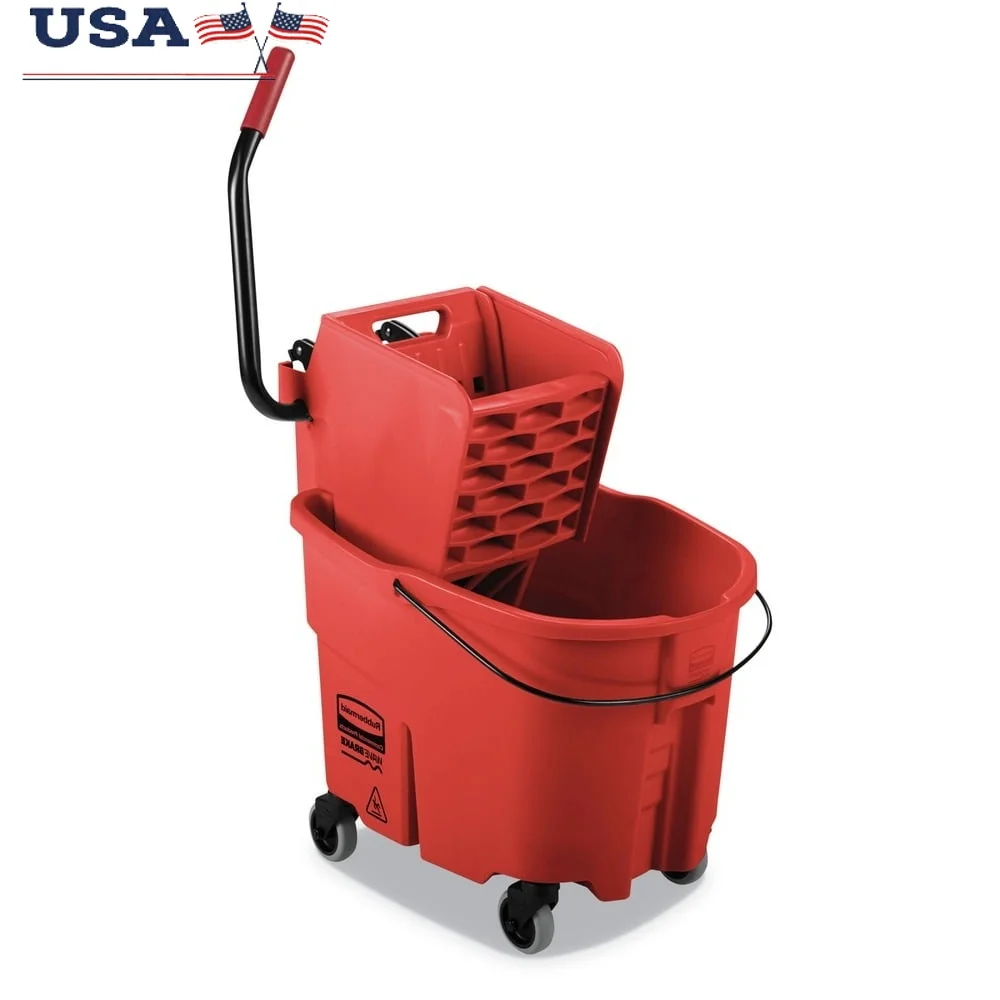 

Коммерческое ведро для швабры с боковым нажатием, 35 квартов, технология WaveBrake, красный, прочный инструмент для чистки пластика, безопасная среда