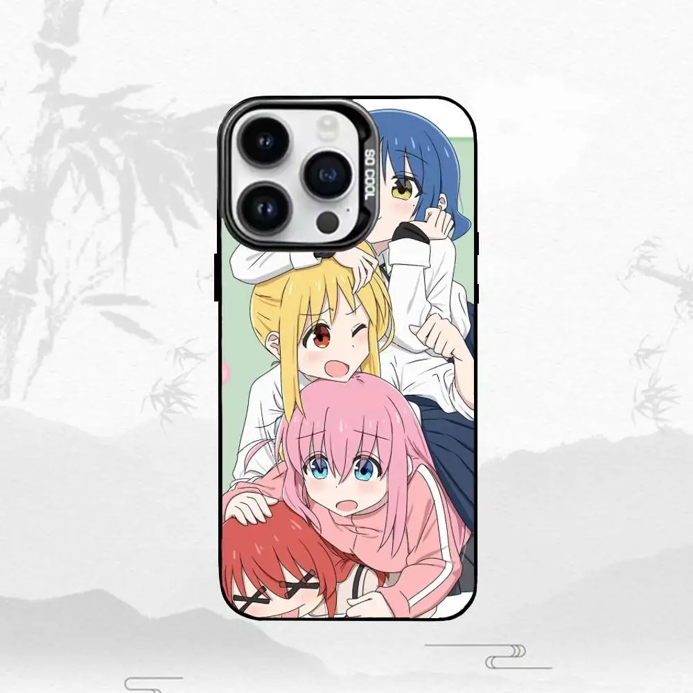 حافظة هاتف B-Bocchi the Rock لهاتف iPhone17,16,15,14,13,12,11 Plus,Pro Max حافظة هاتف فضية ملونة باللون الأسود غطاء Funda