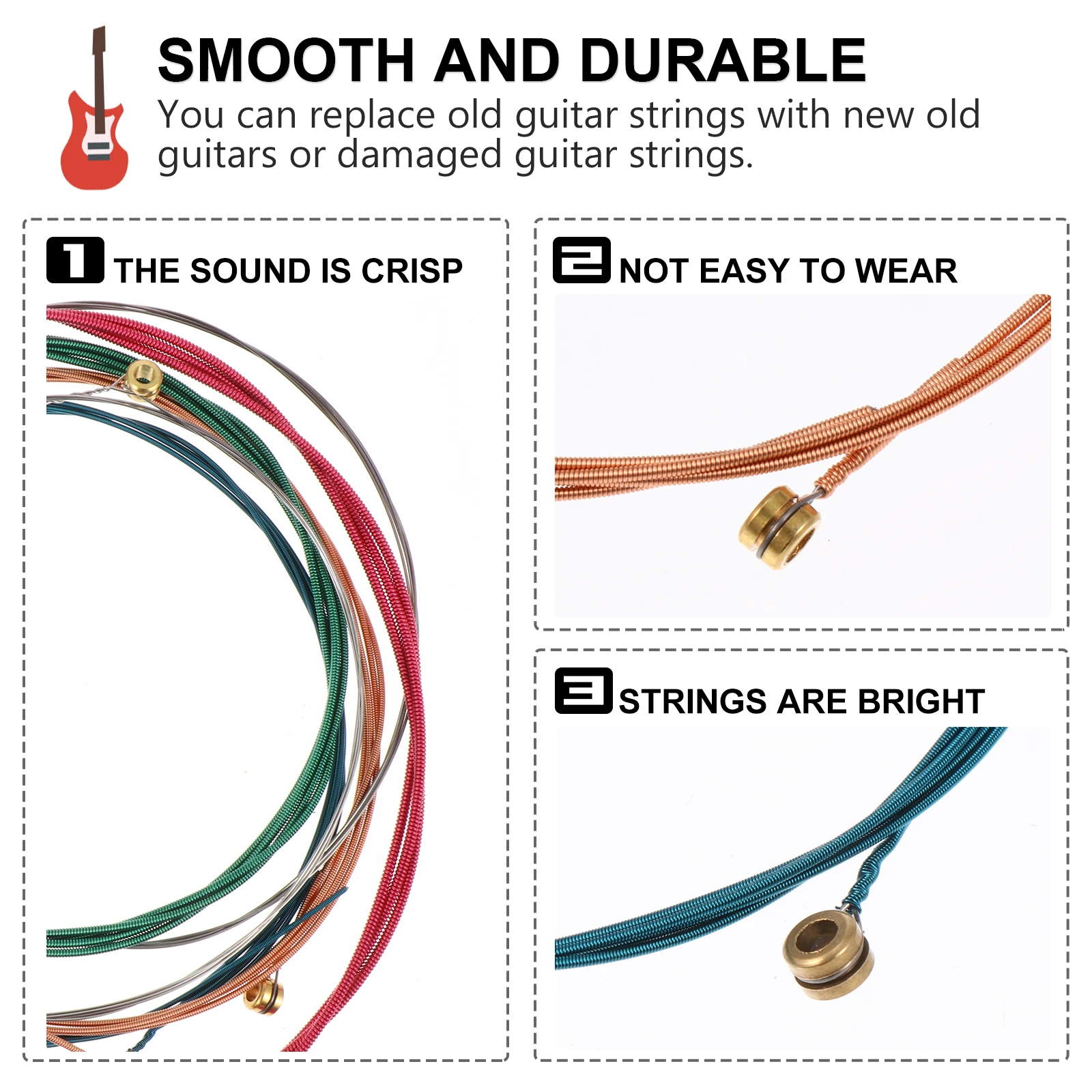 

6 Pcs Guitar String Set Guitars Accessories Change Musical Instrument Parts Steel Core