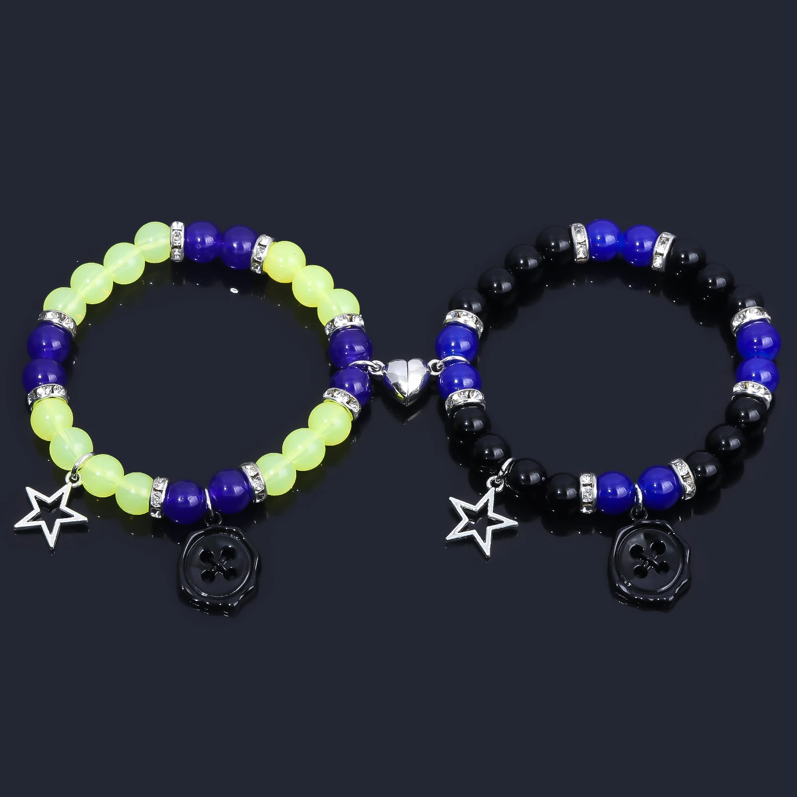 Horror Movie Coraline and Wybie Couple Bracelet Crystal Bracelet For Girls Halloween Cosplay Props Valentine's Jewelry Gifts