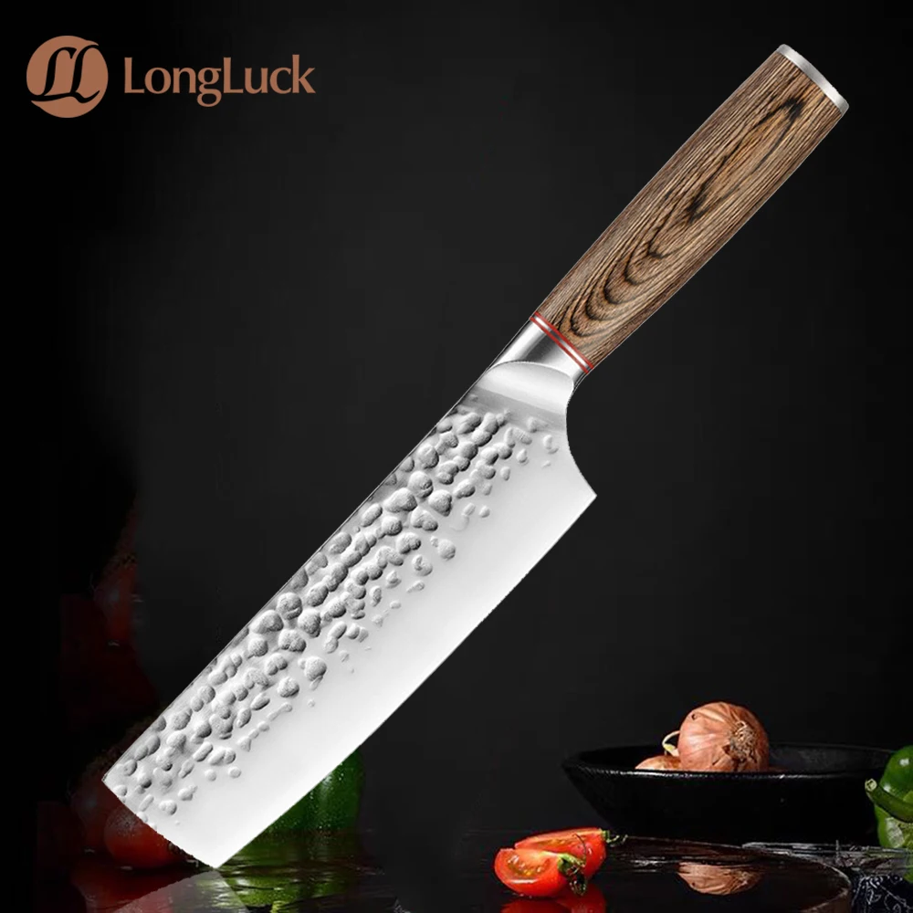 

Forged Stainless Steel Kitchen Chef Knife Professional Sharp Chinese Meat Cleaver Slicing Nakiri Knife 7 Inch Color Wood Handle