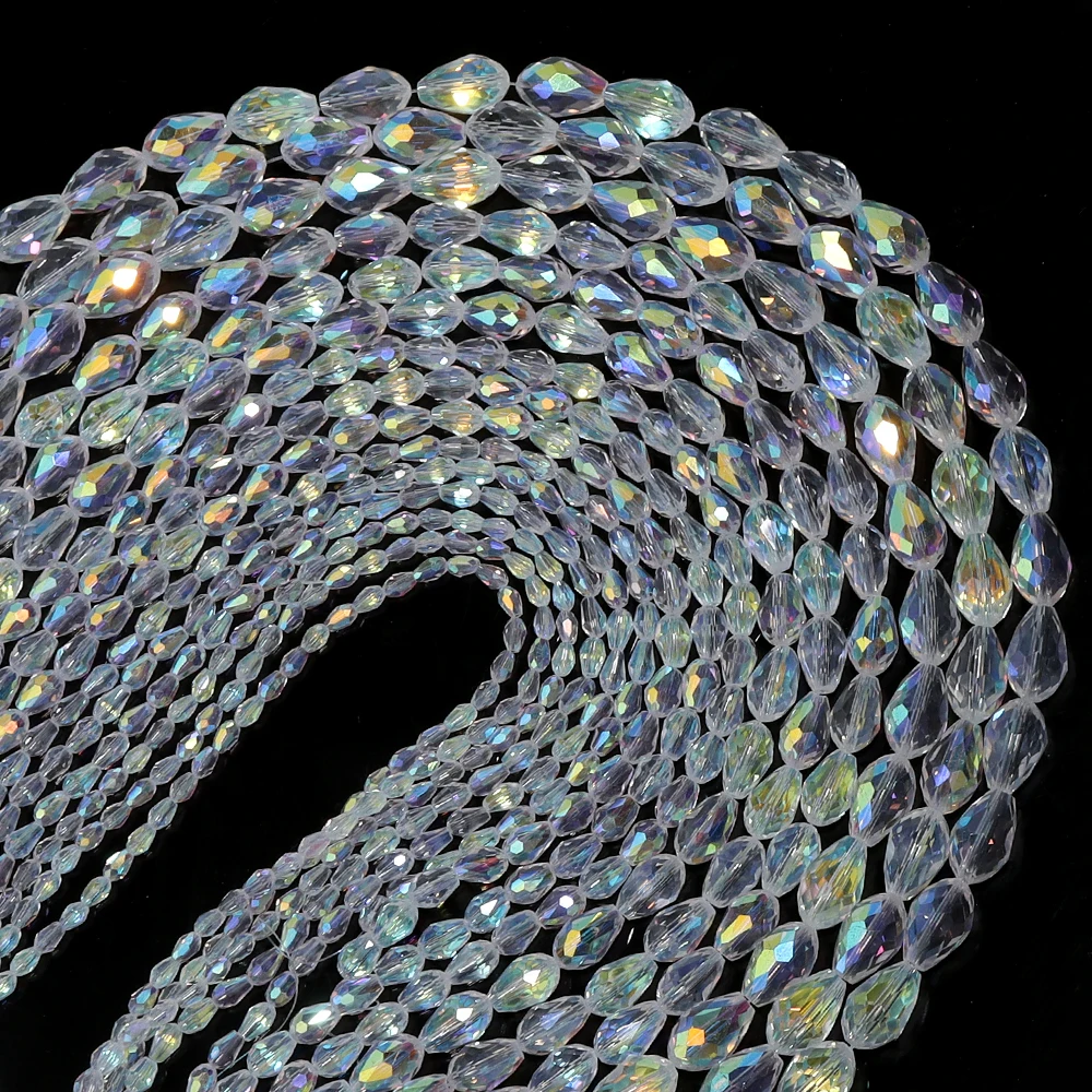 1 Strand Faceted Crystal Beads AB Color Clear Teardrop Glass Loose Bead For Jewelry Making DIY Bracelet Accessories 3/4/6/8/10mm image 3