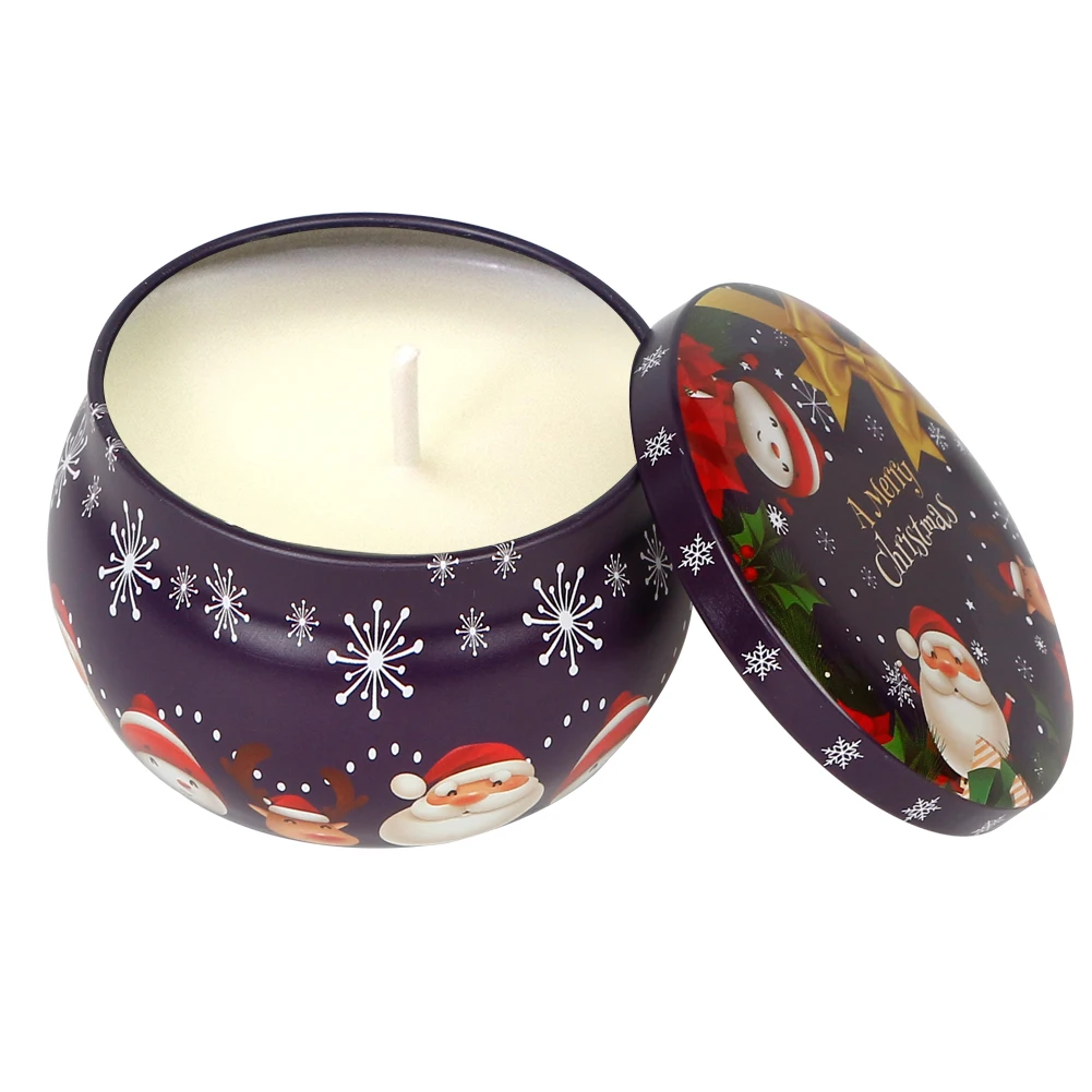 6pcs Xmas Round Candle Tins Christmas Tin For Wax Soy Candle Making Jar Gifts