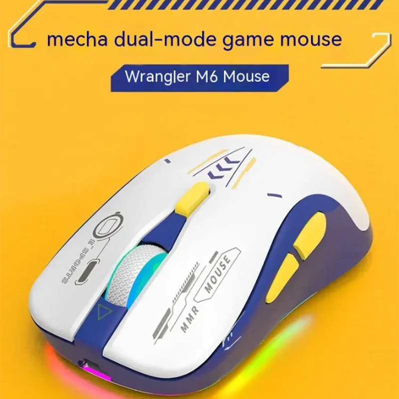 M6 Mecha Style 2.4ghz Wireless Mouse RGB Light Rechargeable Silent Click Gaming Mouse For Esports PC Office Laptop Accessories