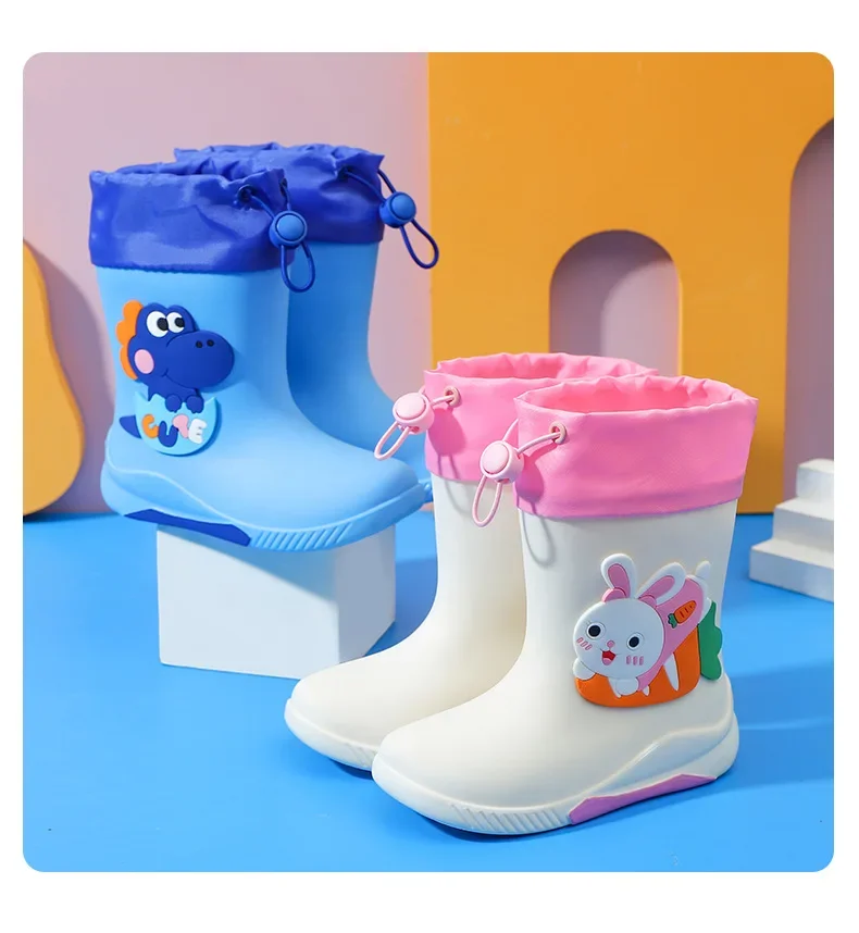 Kinder-Regenstiefel für Jungen und Mädchen, rutschfeste EVA-Outdoor-Cartoon-Dinosaurier-Regenstiefel für Kinder, wasserdichte Schuhe, Wasserschuhe für Mädchen – Detail 18