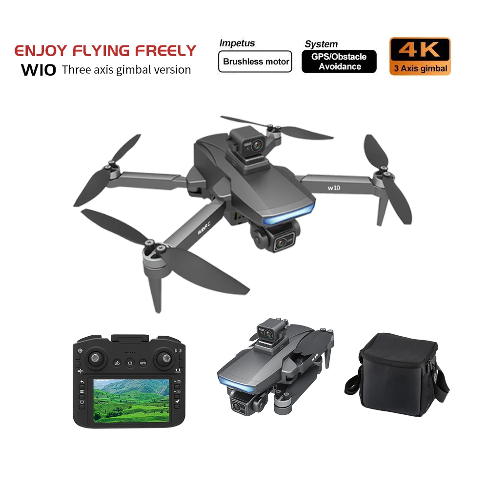 W10 الطائرة بدون طيار ثلاثة محاور Gimbal EIS استقرار GPS طائرة بدون طيار مع شاشة OAS 4K HD كاميرا التتابع تجنب العوائق بالليزر الطائرات بدون طيار #6
