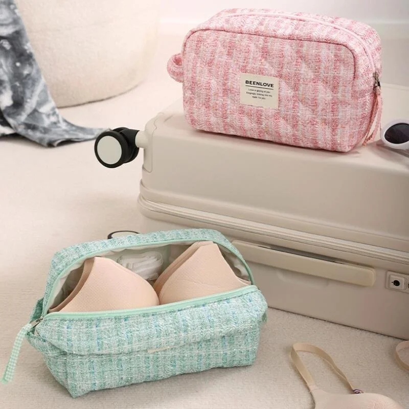 High Capacity Cosmetic Bag Portable Skin Care Products Underwea Organizers Lattice Waterproof Multipurpose Travel Storage Pouch