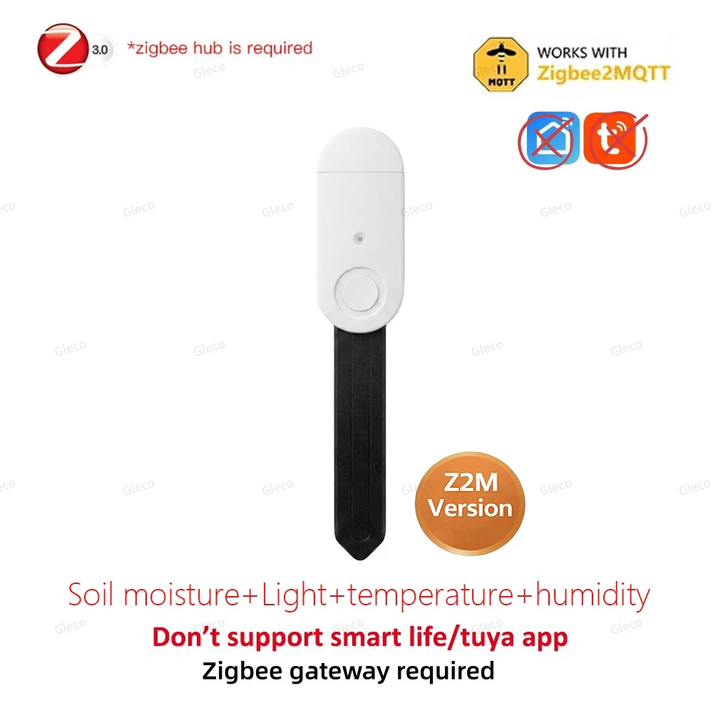 Zigbee Bodenfeuchtigkeitssensor, Temperatur- und Luftfeuchtigkeitsmesser, Fruchtbarkeits- und Lichttester für Tuya Smart Life Z2M Home Assistant Automation