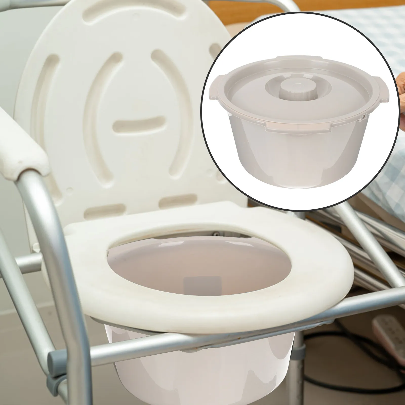 

Ergonomic Chamber Pot Lid Thick Plastic Urine Pot for Bedroom Bathroom Hospital Use Elderly Adult Convenience