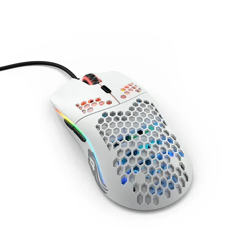 ماوس ألعاب سلكي موديل O بلمسة نهائية مرآة 12000 نقطة في البوصة مريح RGB ماوس ألعاب بصري مجوف