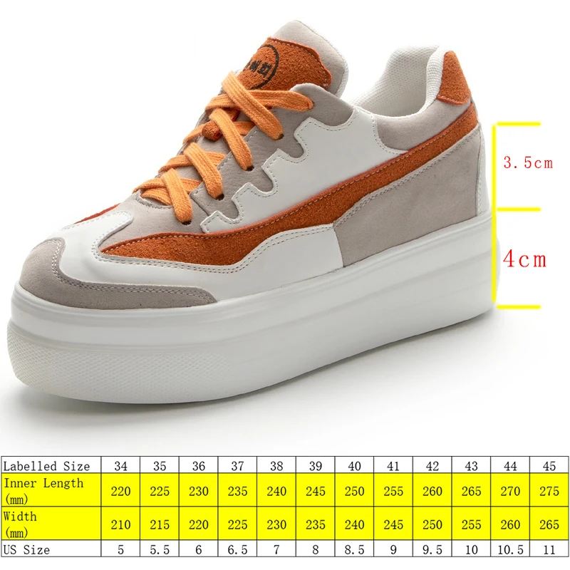 Fujin Large Size 33-42 7cm Genuine Leather Platform Wedge Sneakers Women Shoes Spring Autumn Shoes Women Fashion Sneakers Comfy