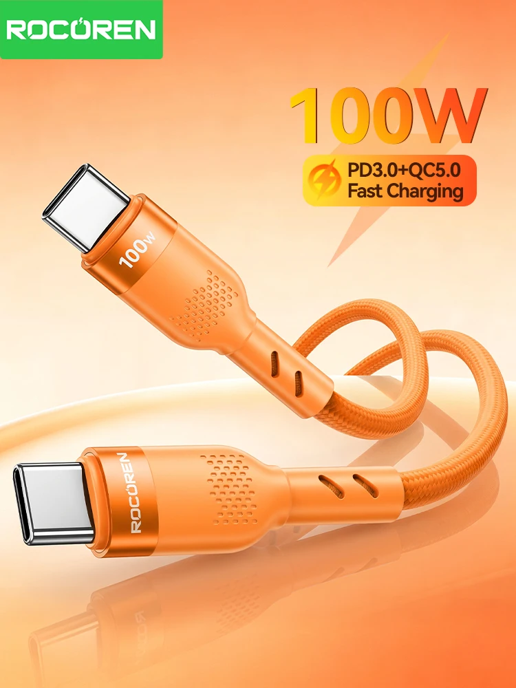 Rocoren 240W USB C to Type C PD Cable For Macbook iPad Xiaomi  Fast Charging Charger For iPhone 16 Pro Max Type-C Data Cable