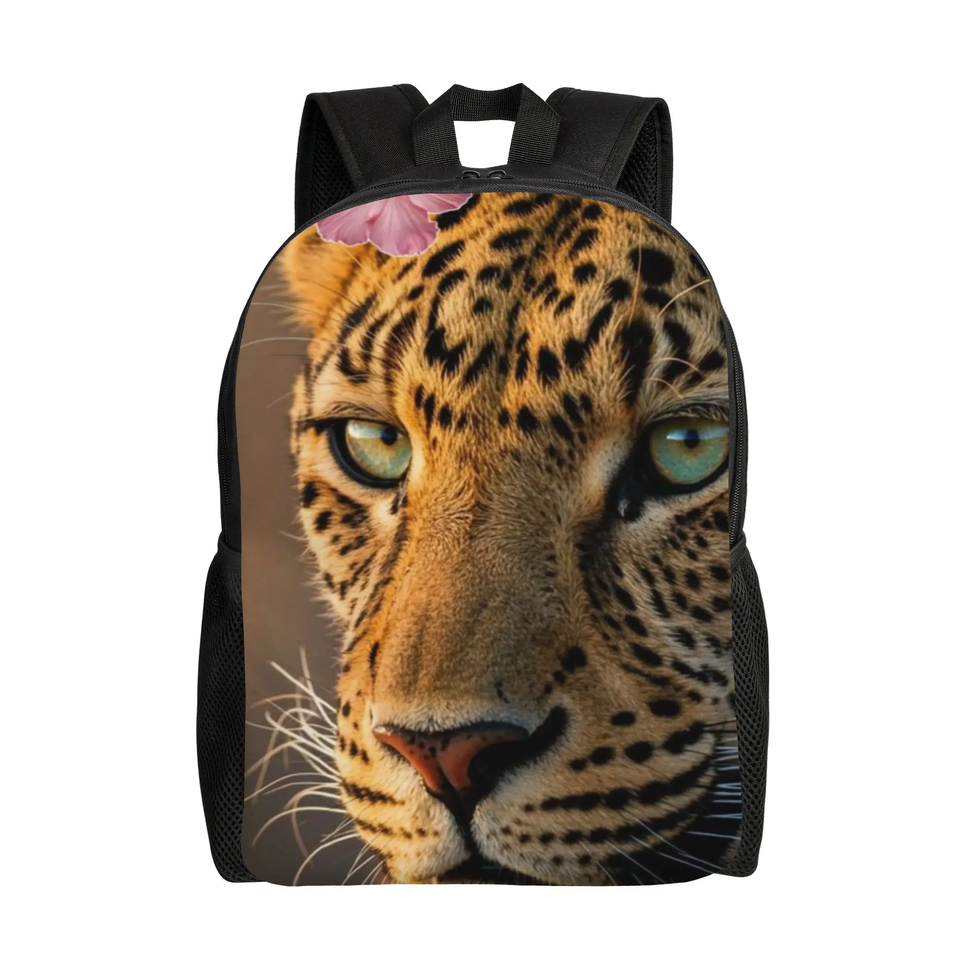 Handbag Back to school season Leopard With Pink Flower Head  Super Quality Backpack