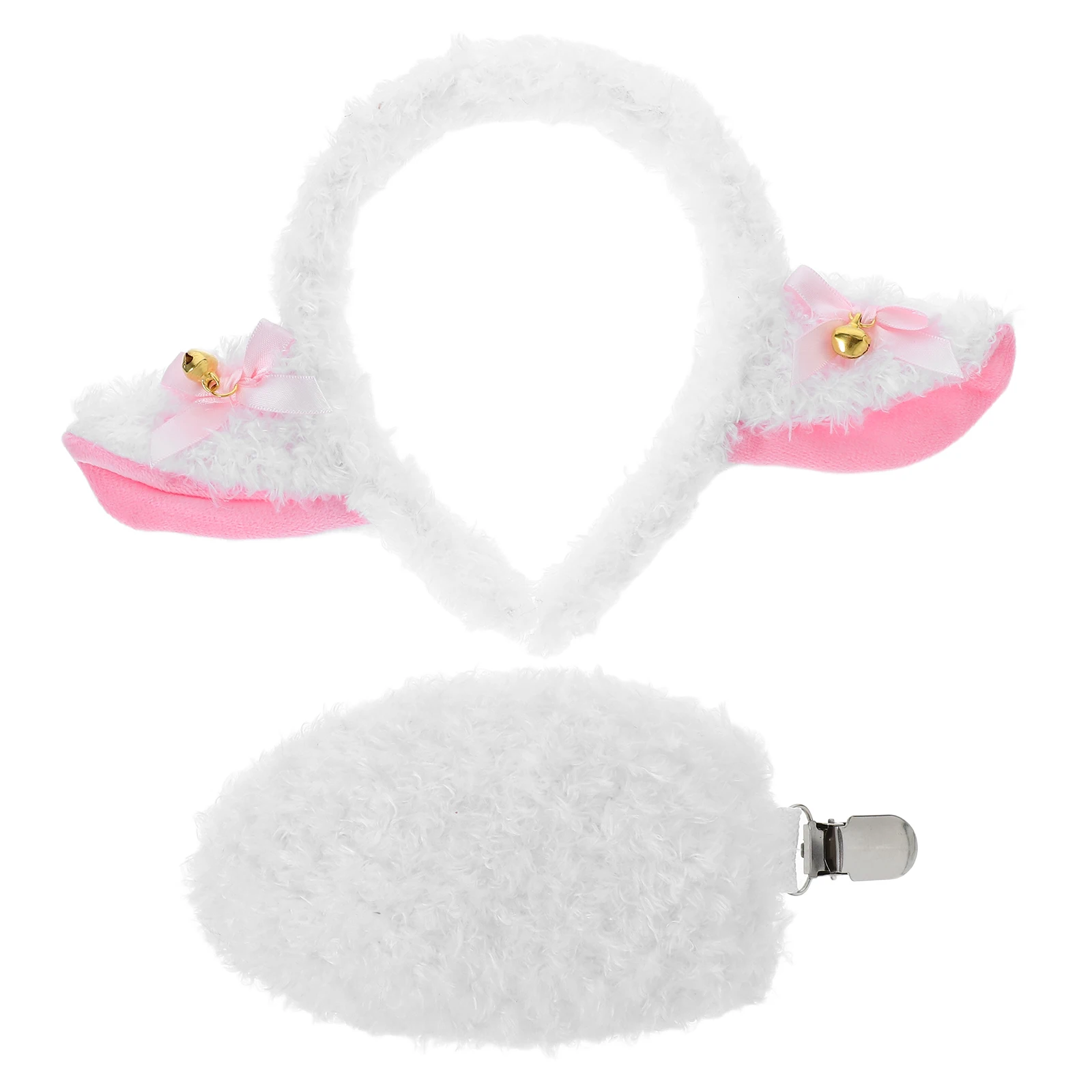 

Lamb Costume Accessories Soft Sheep Ears Headb Tail Set Comfortable Material Kids Halloween Party Cosplay Realistic Appearance