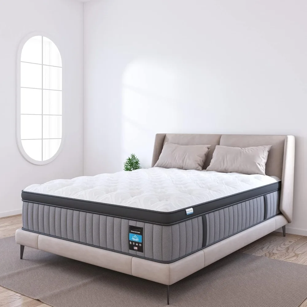 

Firm Mattress 12 Inch - 7-Zone Hybrid Mattress Extra Lumbar Support - Deep Sleep Pain Relief Contouring Bed in a Box