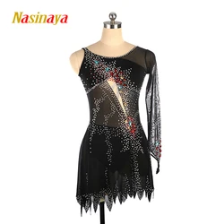 Figure Skating Costumes, Women'S Adult Children'S Performance Costumes, Skating Skirt Black Long Dress