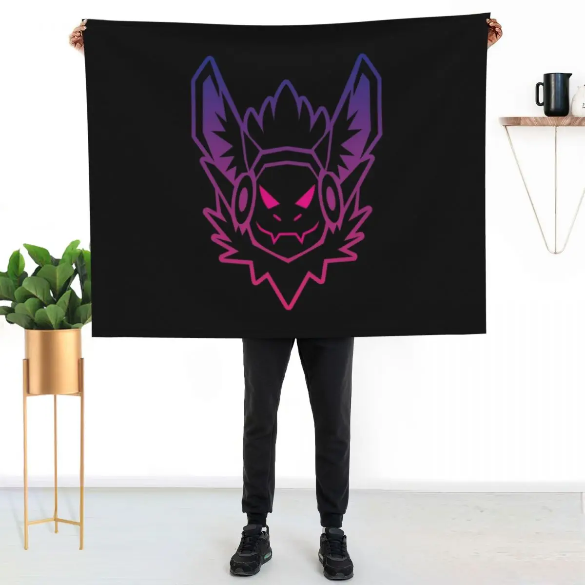 

Synthwave Protogen T-Shirt Throw Blanket Warm Throw Blanket Gift for Anniversary
