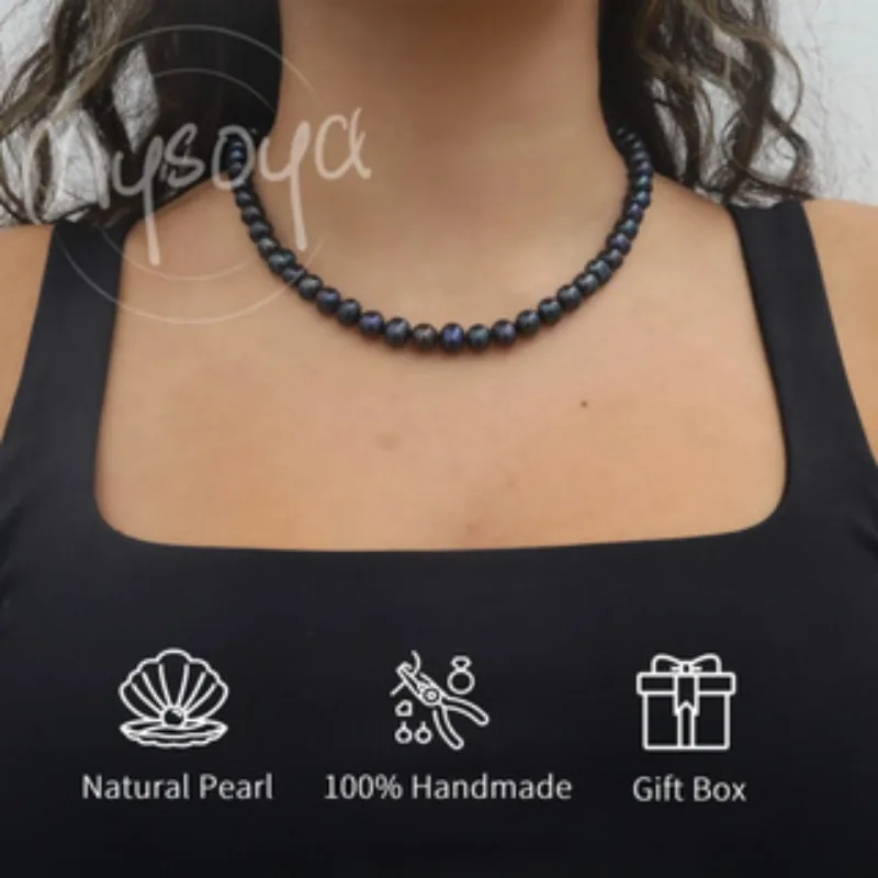 

Mysoya Peacock Pearl Bridal Pearl Necklace 6-7mm Pearl with Gift Box Gift for Her Him for Birthday Wedding Valentine's Day
